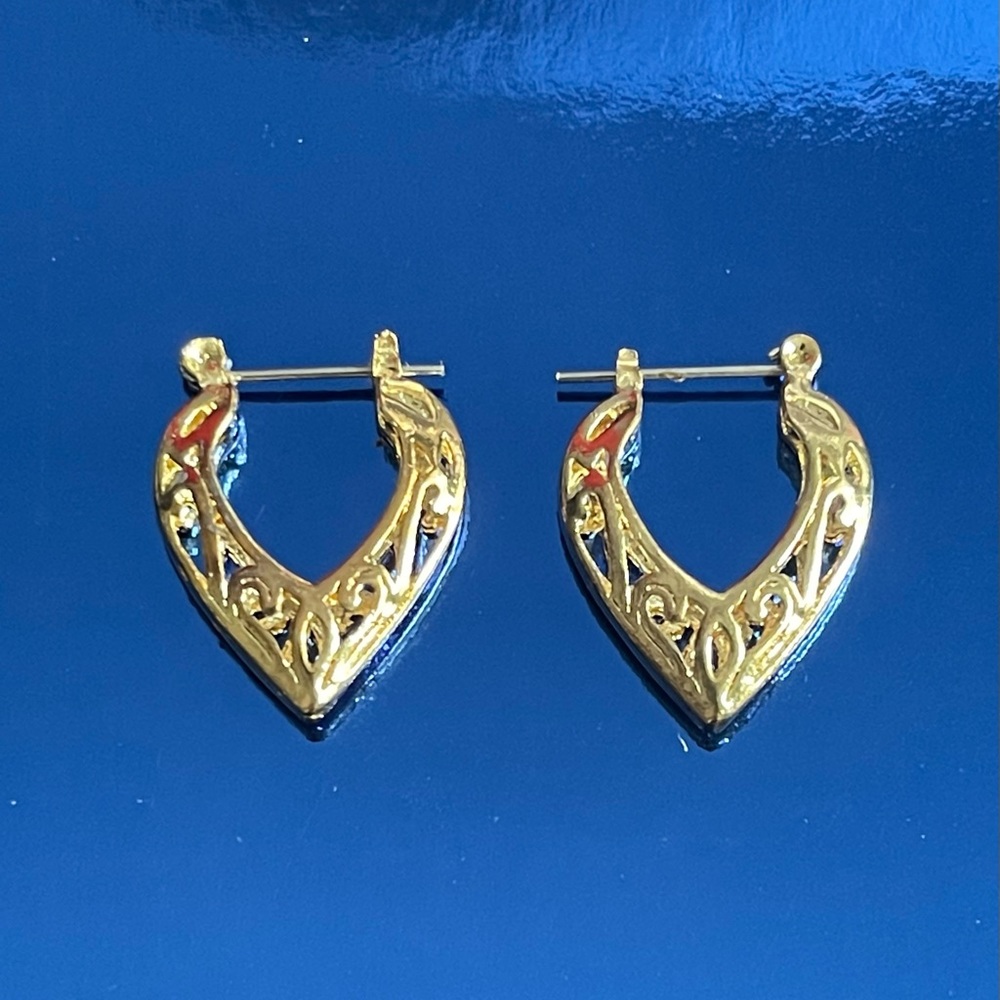Vintage Filigree 14k Gold Plated Pierced Earrings